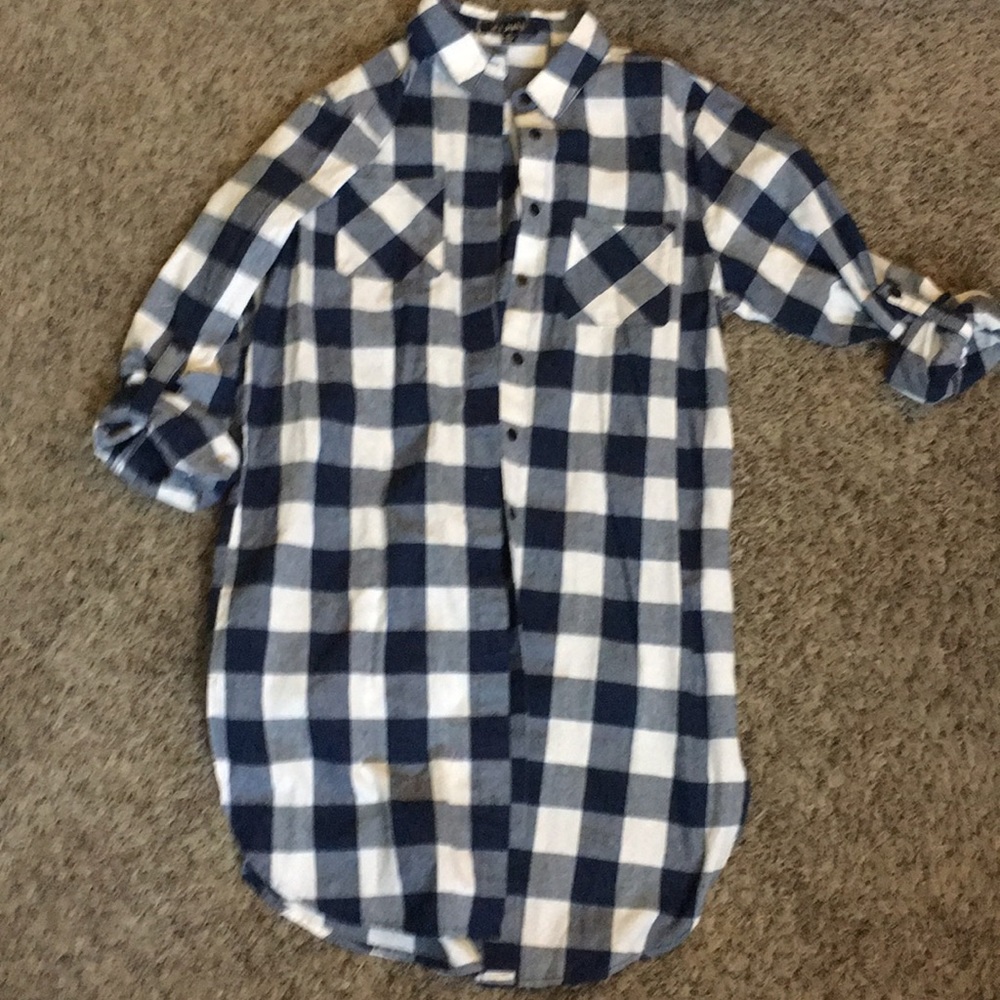 I Joah Button Down blu &White flannel NWOT Medium